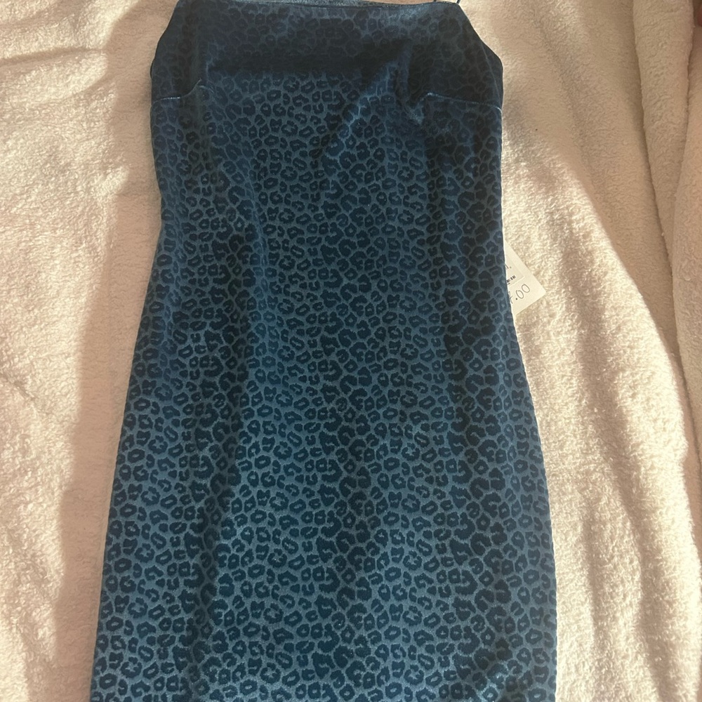 Leith Teal Animal Print Dress
